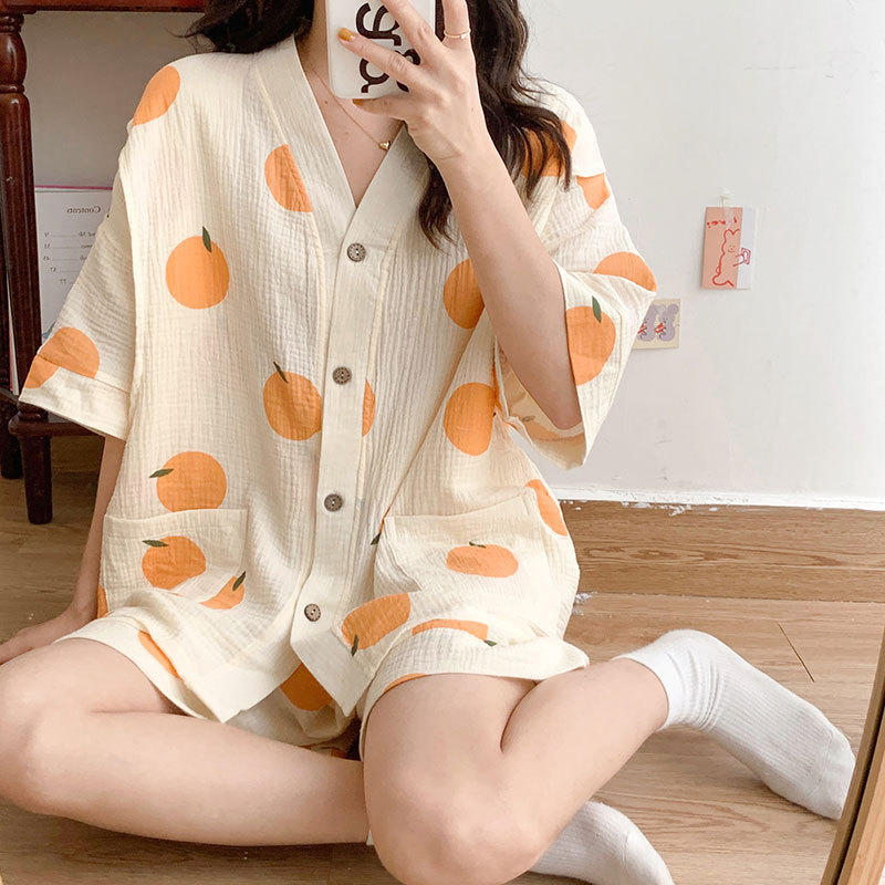 Pure Cotton Gauze Postpartum Clothing Short-Sleeved Spring and Summer Thin Two-Piece Set Maternity Nursing Pajamas Summer Breastfeeding Home Wear Pure Cotton Gauze Postpartum Clothing Short-Sleeved Spring and Summer Thin Two-Piece Set Maternity Nursing Pajamas Summer Breastfeeding Home Wear
