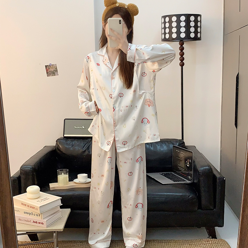 Ice Silk Postpartum Clothing, Summer Thin Style, Maternity Pajamas for Pregnant Women, Spring and Autumn Nursing Clothes, Large Size Loungewear