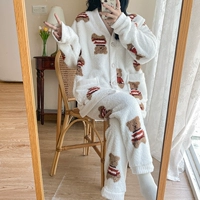 Демисезонная послеродовая коралловая бархатная флисовая пижама для молодой матери для кормящих грудью