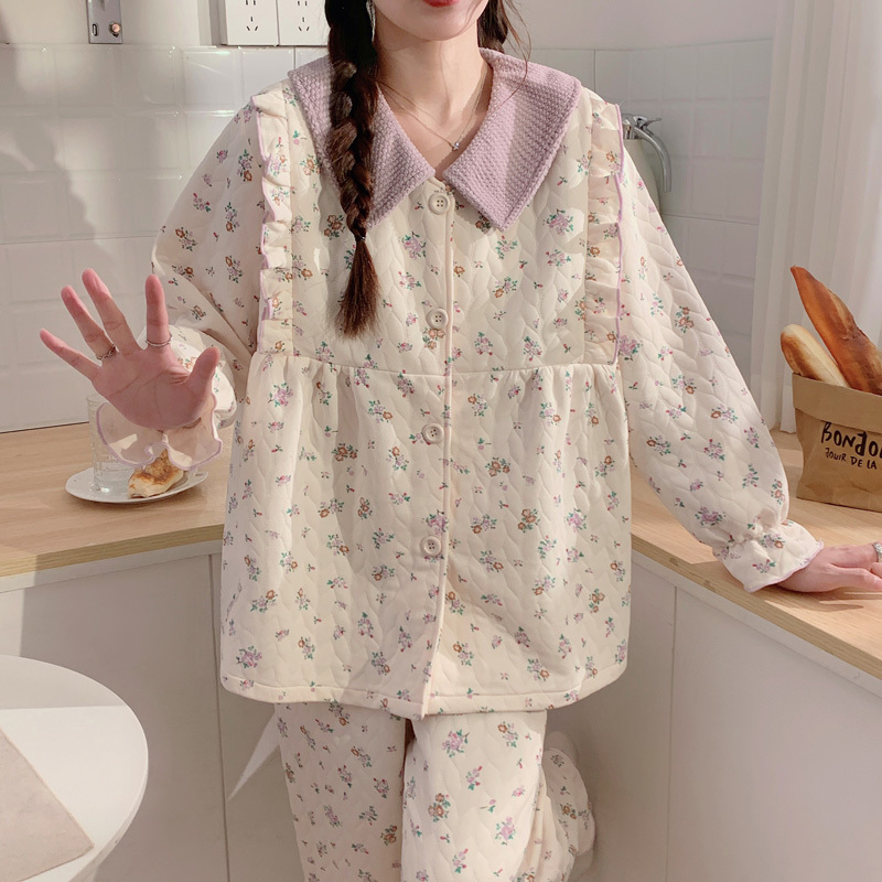 100kg Air Cotton Maternity Pajamas Large Size Spring and Autumn Pure Cotton Nursing Maternity Sleepwear Autumn and Winter Pregnancy Home Wear