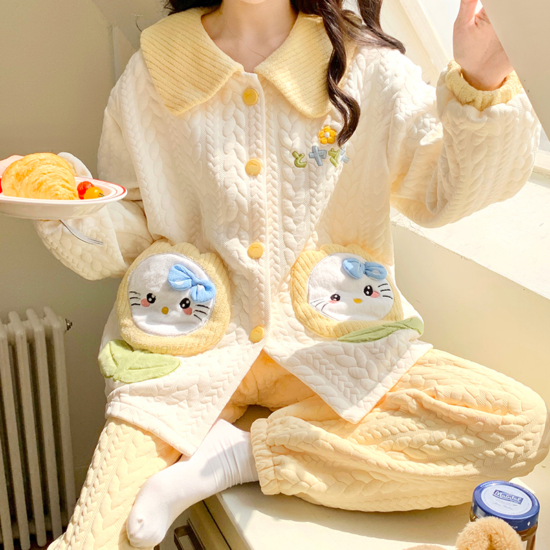 Air Cotton Postpartum Clothing, Spring and Autumn Pure Cotton Nursing Pajamas, Autumn and Winter Thickened Maternity Wear, Home Wear Air Cotton Postpartum Clothing, Spring and Autumn Pure Cotton Nursing Pajamas, Autumn and Winter Thickened Maternity Wear, Home Wear