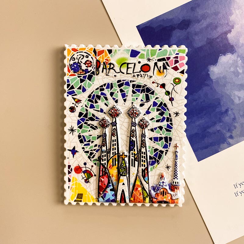 Barcelona, Spain Tourist Souvenirs, Refrigerator Magnets, Creative City Architecture Stereo Decorations, Souvenirs