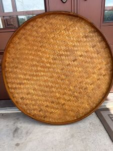 Bamboo Woven Vintage-Style Bamboo Plate for Advertising Decoration, Non-Perforated Bamboo Tray, Round Bamboo Drying Plat