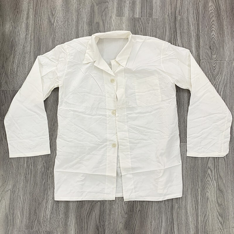 In Stock, Men's Thin Work Shirt, Loose and Breathable, Single-Breasted, Pure Cotton, White Long-Sleeve Shirt for Summer In Stock, Men's Thin Work Shirt, Loose and Breathable, Single-Breasted, Pure Cotton, White Long-Sleeve Shirt for Summer