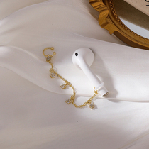 Lady Fan wireless Bluetooth headset anti-lost earrings Star diamond temperament golden wild universal anti-drop chain