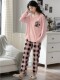 New Style 100% Cotton Pajamas for Women, Spring and Autumn Pure Cotton Long-Sleeved with Built-In Chest Pads, Autumn and Winter All-Cotton Loungewear That Can Be Worn Outside