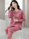 100% Pure Cotton Pajamas for Women, Spring, Autumn and Winter, Round Neck, Long Sleeves, Cartoon Casual Suits, Home Clothes, Can Be Worn Outside