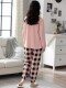 New Style 100% Cotton Pajamas for Women, Spring and Autumn Pure Cotton Long-Sleeved with Built-In Chest Pads, Autumn and Winter All-Cotton Loungewear That Can Be Worn Outside