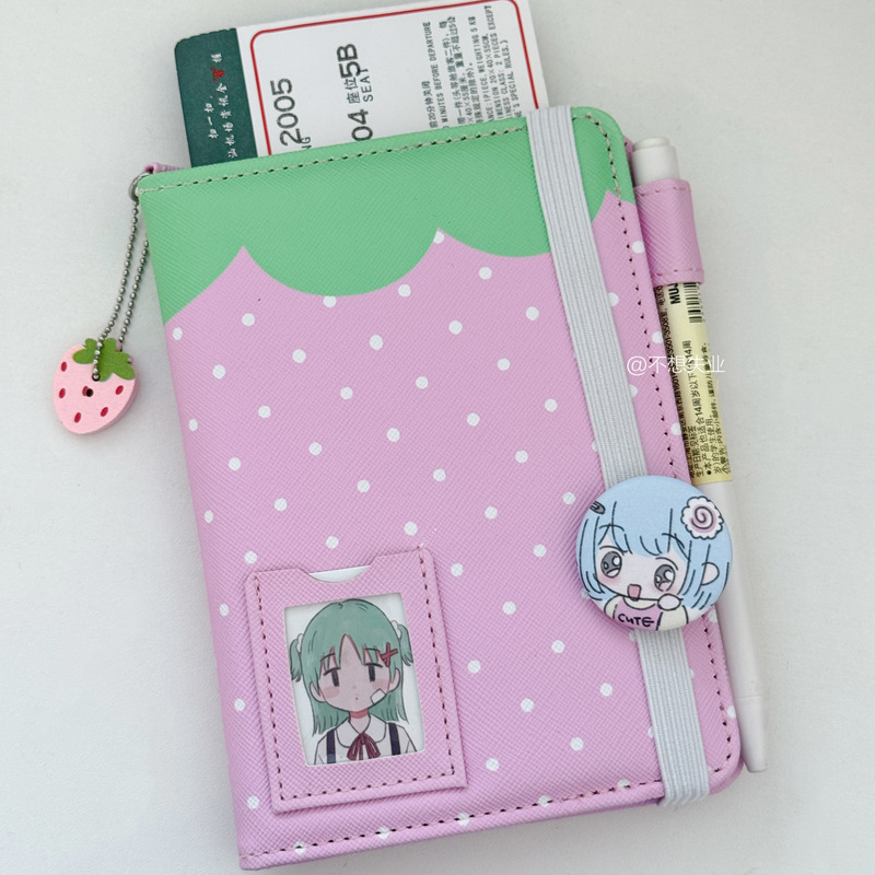 Don'T Want to Lose Your Job Original Strawberry Passport Holder Cute Polka Dot Document Bag Protective Cover Multifunctional Portable Card Bag Storage Don'T Want to Lose Your Job Original Strawberry Passport Holder Cute Polka Dot Document Bag Protective Cover Multifunctional Portable Card Bag Storage