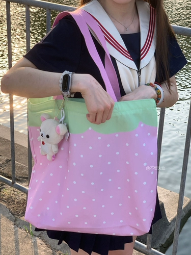 Оригинальная клубника, японская универсальная вместительная и большая сумка на одно плечо, шоппер