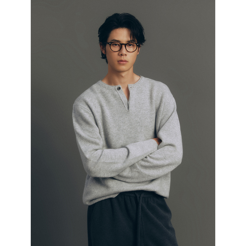100% Wool Henry Collar Sweater Humodesign
