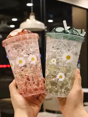 Net celebrity water cup ins straw cup High facial value girl heart summer broken ice cup Student creative trend plastic cup