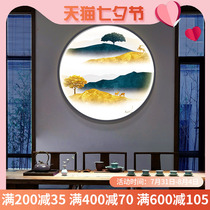 LED Light Painting New Chinese Xuan Guan Decoration Painting Light Lavish Villa style Style Board Room Hanging Painting Remote Control Sound Control Middle Hall Painting Round