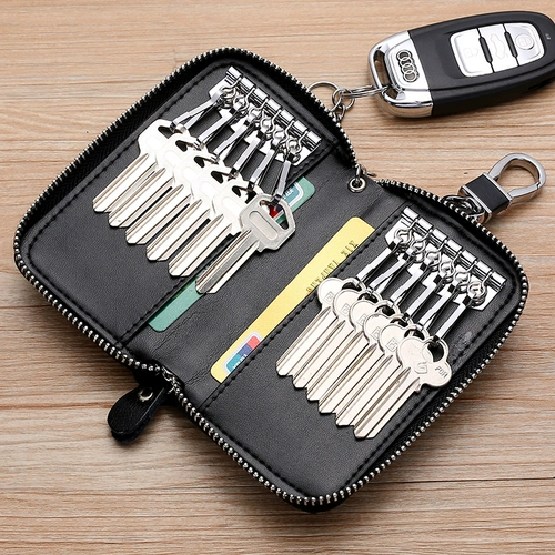 Вместительная и большая ключница с молнией, универсальный кожаный замок, новая коллекция, из натуральной кожи