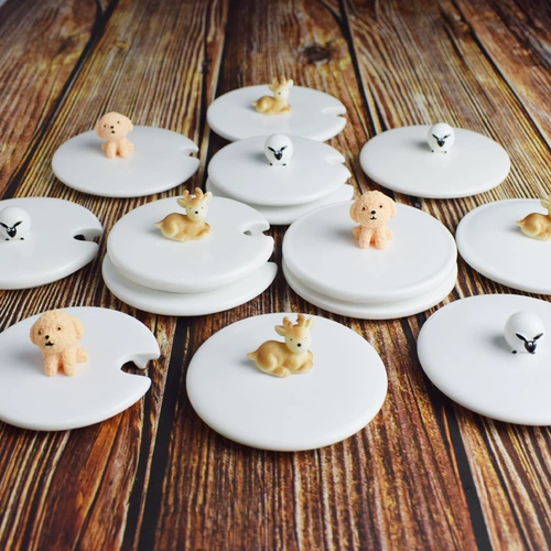 Керамическая милая крышка для стакана, ручка с животными, портативная пылезащитная креативная чайная чашка со стаканом