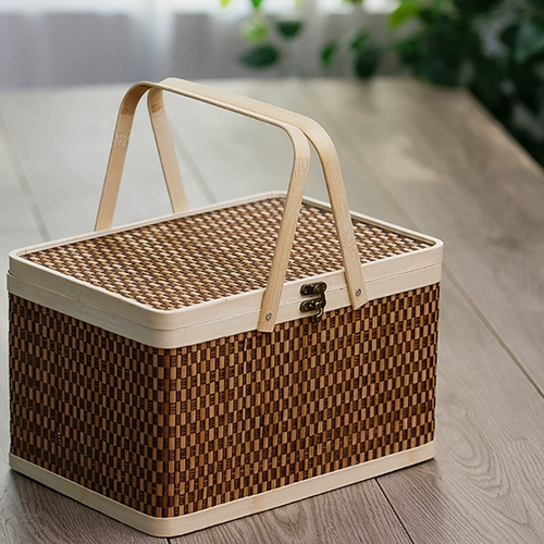 Редактирование бамбука из бамбука из бамбука ручной работы баскетбол под рисовыми пельмени корзина для корзины фруктовые корзины, новогодний грузовый чайный бамбук Подарочная коробка упаковка