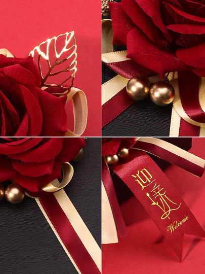 Corsage Wedding Celebration Wedding Supplies for the Groom and Bride, Complete Set for Father, Mother, Groomsmen, Bridesmaids, Family, Artificial Flowers