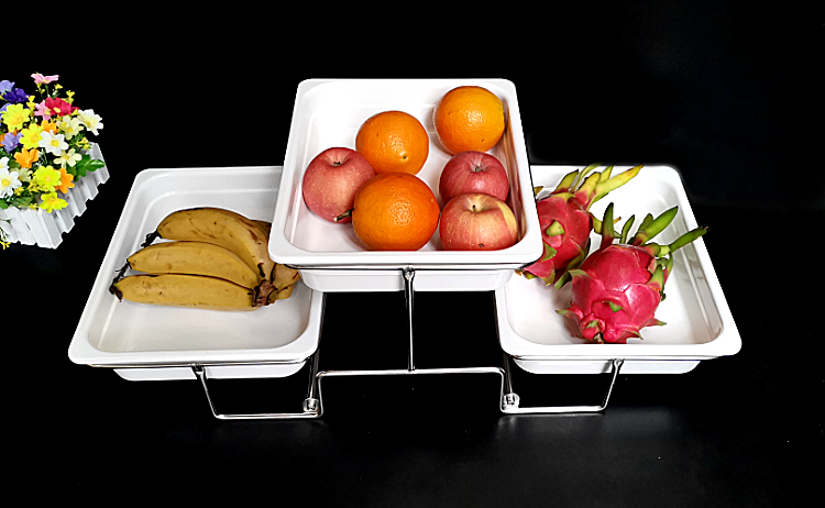 Buffet three fruit dish rack platter pastry cake tray tile - like multilayer food display Buffet