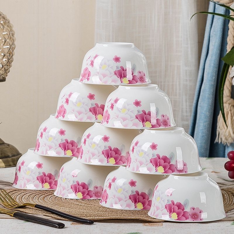 Jingdezhen ceramic tableware ceramic bowl dishes home eat European dishes suit against the iron rice bowl tall bowl