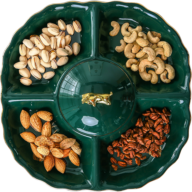 American light ceramic bowl key-2 luxury home sitting room tea table individuality creative candy dishes dry fruit tray frame with cover Europe type