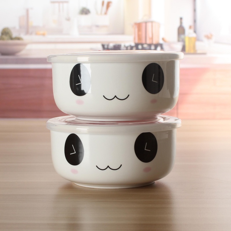 Crisper dedicated microwave ceramic bowls preservation bowl three - piece seal lunch box lunch box package with cover