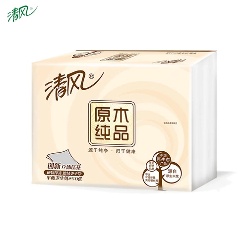 清风 Прессовая цветочная табличка туалетная бумага бумага бумага Оптовая семейная упаковка 12 упаковка 250 мечей срезан бумага Tuins