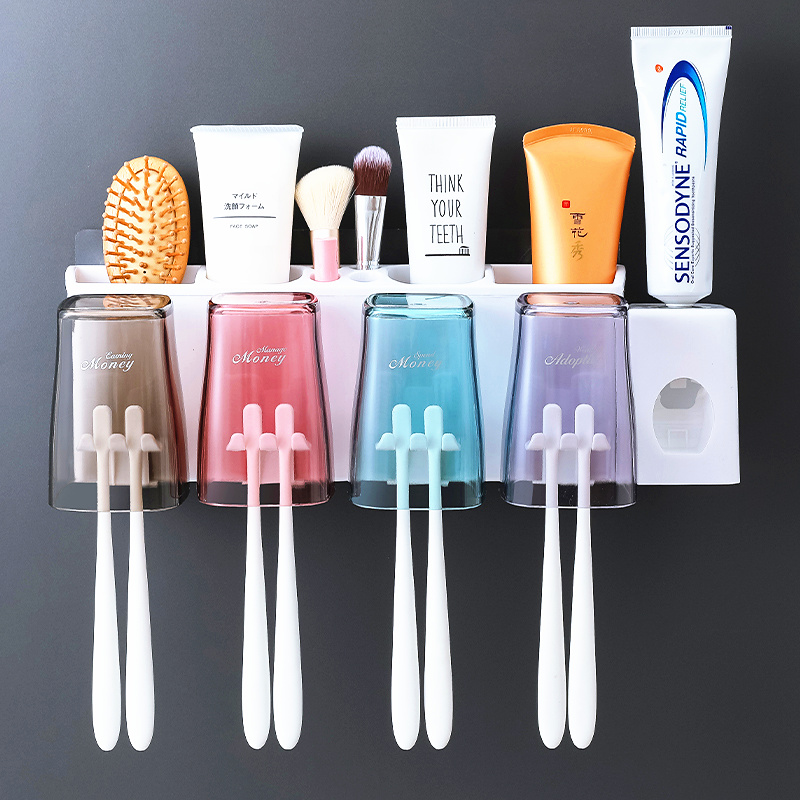Makeup Room Toothbrushing Cup Wall-mounted Home Toothbrush Toothpaste Shelve home Three-four-mouth Multi-functional theorizer