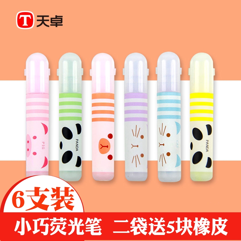 Tenjo Stationery 86300 Stars Pen pen Mini small and small short Candy Color Primary School Students Focus Labeling Notes Pen Coloring Pen Graffiti Pen Toddler Son Toddler Coloring Cartoon Cute
