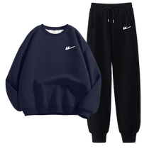Huali Sports and Leisure Two-piece Set for Women 2024 Autumn and Winter New Loose and Versatile Plus Velvet Warm Commuting Set Z
