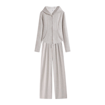 Pull back casual sports suit for women 2024 new early autumn coat wide leg pants casual versatile autumn wear complete set Z