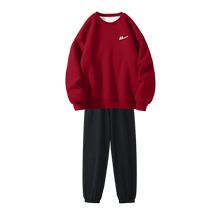 Pull back red velvet suit for women autumn and winter 2024 thickened round neck sweatshirt leggings sweatpants animal year two-piece set YZ