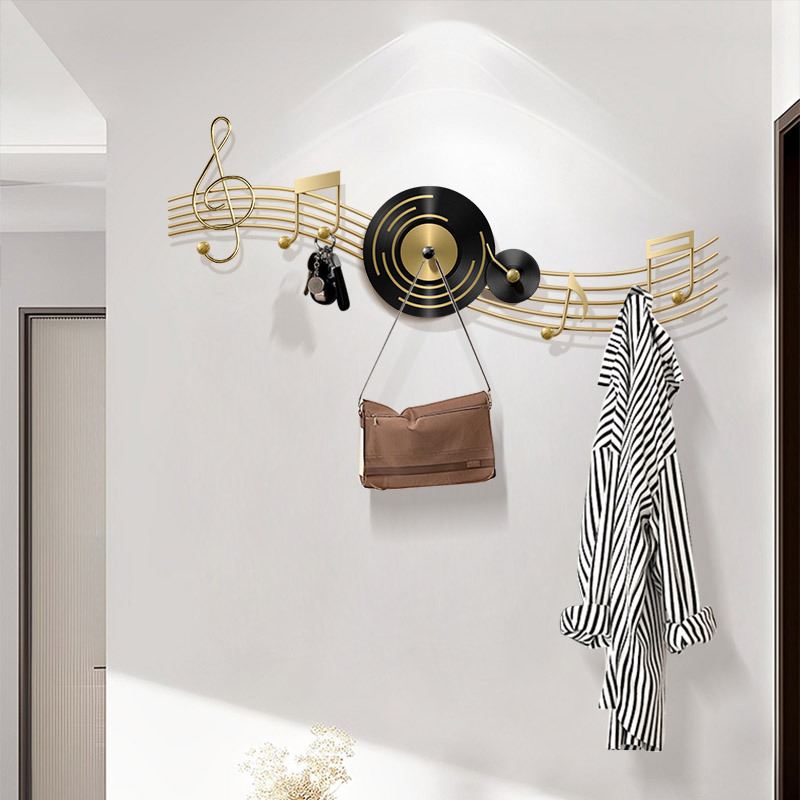 Creative Musical Note Wall-Mounted Coat Hook for Hotel Bedroom, No-Drill Luxury Entryway Hook