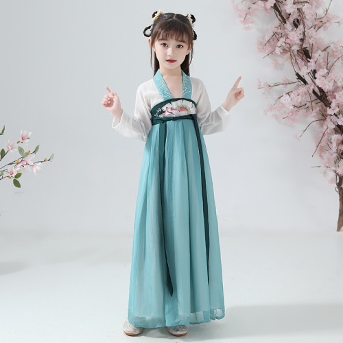 Chinese Hanfu girl 12-15 years old children's ancient costume little girl ruskirt Chinese style embroidery Tang Costume Baby performance Costume