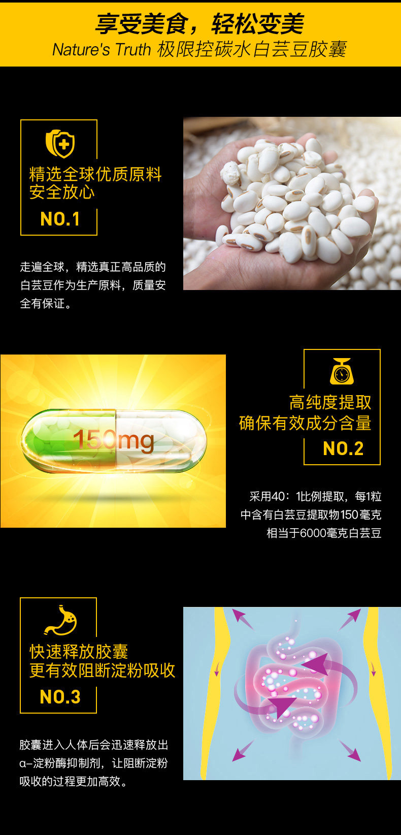 美国进口 Natures Truth 自然之珍 白芸豆阻断剂 90粒*2瓶 吃货救星 图4