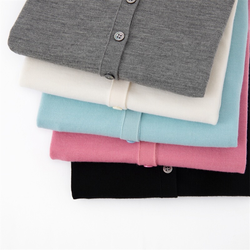 Fine Wool Merino Ultra-Fine Wool Cardigan with Scissor Collar