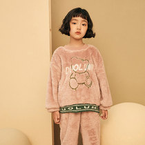 Girls home clothes flannel winter New Cute Princess girls autumn and winter suits flannel childrens pajamas