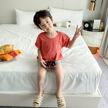 Boys  pajamas Summer thin short-sleeved suit Large boy childrens summer air conditioning clothes Childrens home clothes pure cotton