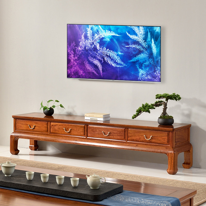 Yimeng Yum Big Fruit Red Sandalwood Mahogany TV Cabinet Living Room New Chinese TV Cabinet Solid Wood Floor Cabinet Burmese Furniture