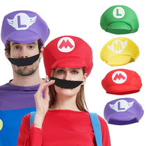 Children adult Super Mary costume show clothes Red Mario hat Green Louis hat Stereo hat