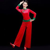 Square dance costumes for women 2024 new gold velvet middle-aged and elderly dance costumes modern Yangko performance costumes suits