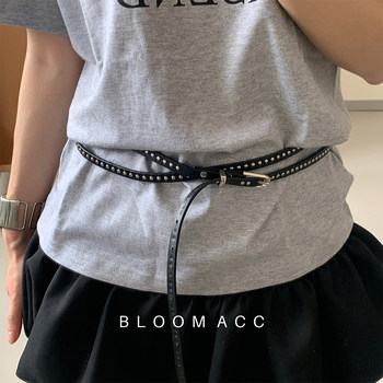 Korean style simple fine version rivet double-layer belt pu leather belt fashionable and versatile casual clothing accessories with trend