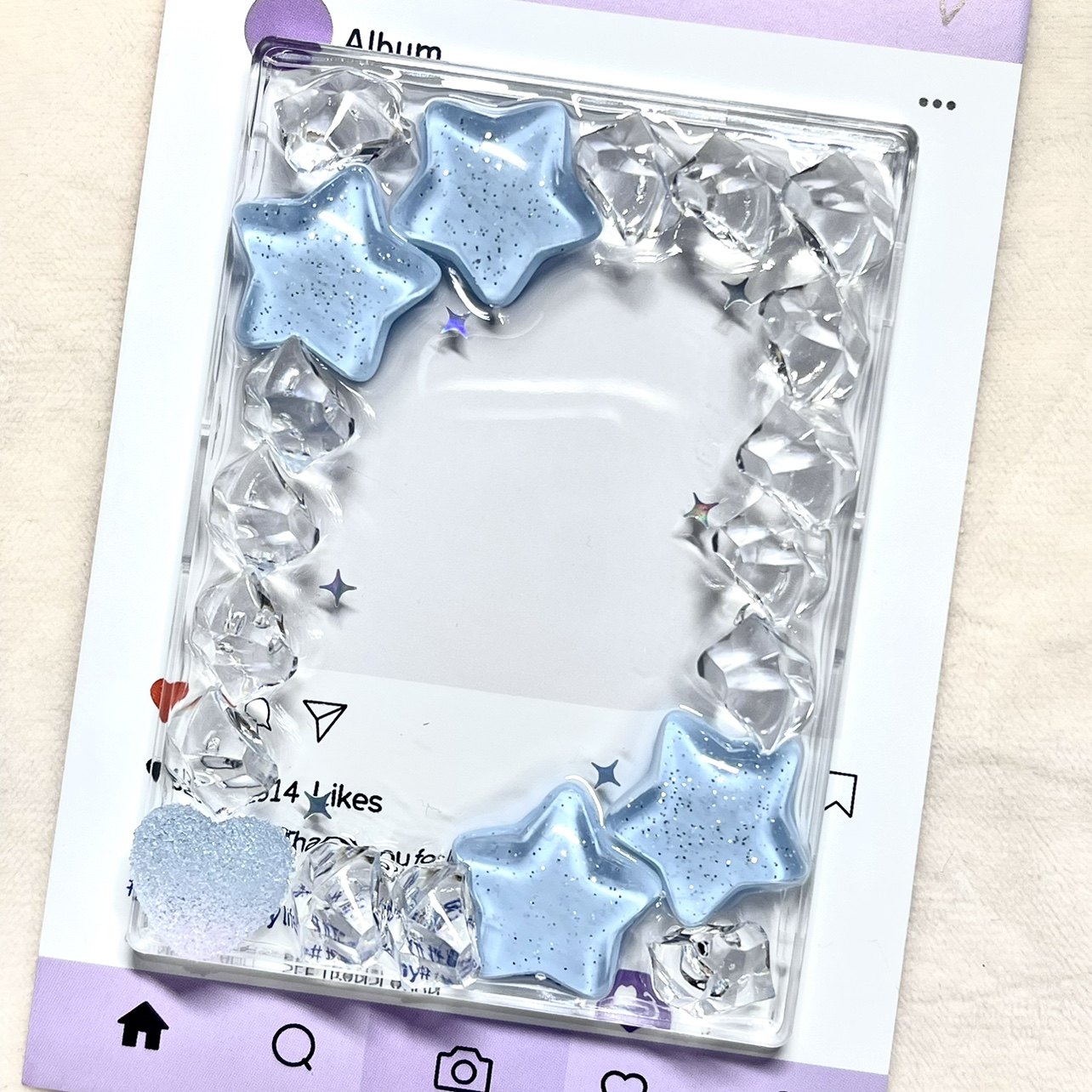 【Shell Card Brick Finished Product】UV Epoxy Resin Star Colorful Transparent INS Style Cute and Versatile 3D Heart
