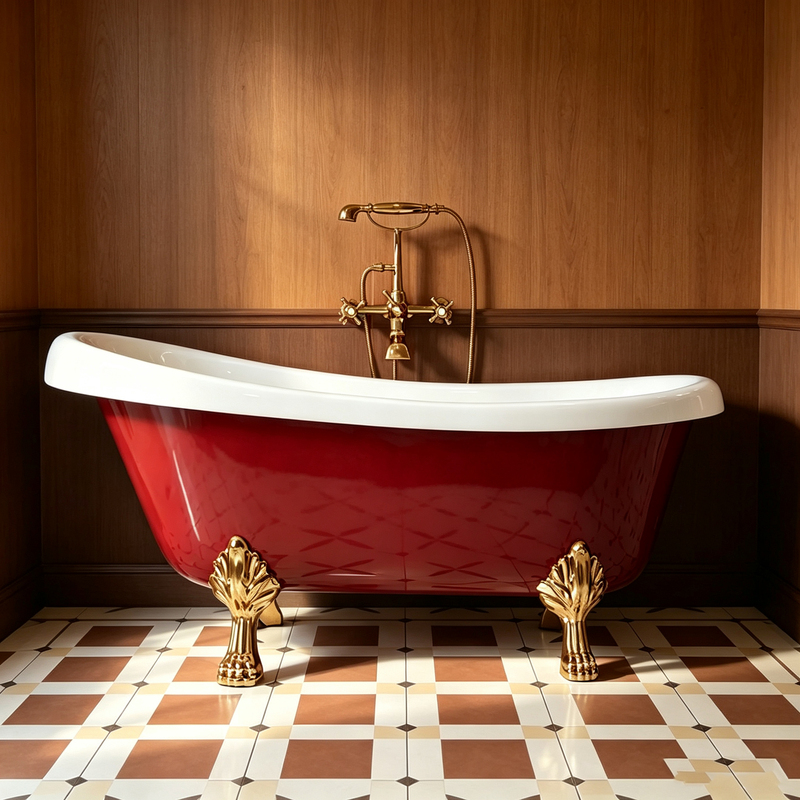 French-Style Retro Acrylic Imperial Bathtub for Home Use, Freestanding European-Style Hotel, Guesthouse, Beauty Salon Adult Soaking Tub