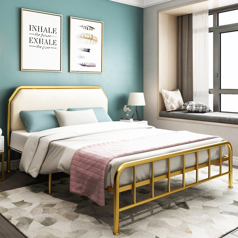 Nordic iron bed ins net red princess bed golden soft bag single double light luxury iron bed frame modern minimalist iron frame bed