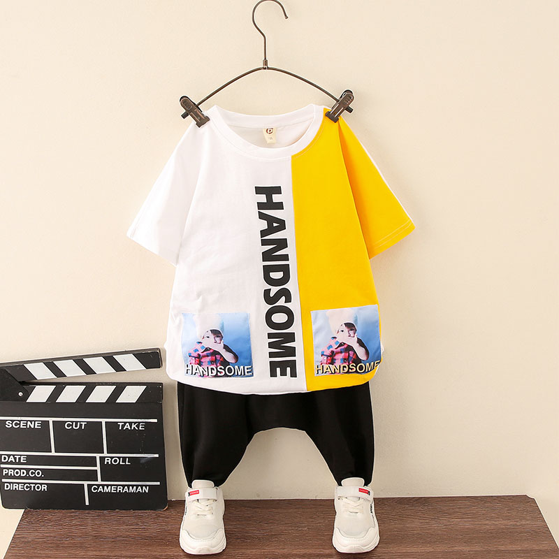 Quần áo nam Summer Outfit trẻ em 2020 mới trẻ em mùa hè hai mảnh bé Thể thao Casual Boy Quần áo triều.