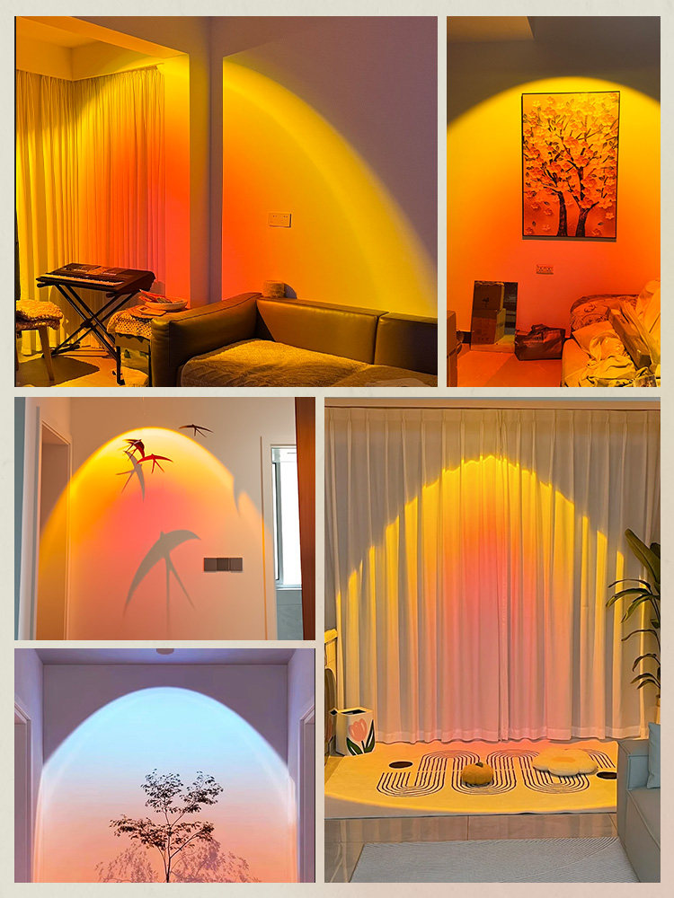 Trendy Sunset Lamp, Non-Stop Light, Recessed Adjustable Angle Foyer Mural Atmosphere Surface-Mounted Ceiling Sunset Lamp