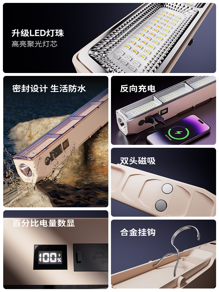 Super Bright Led Rechargeable Stand Light for Night Market Stalls, Outdoor Emergency Use, Long-Lasting, Large-Capacity Lighting