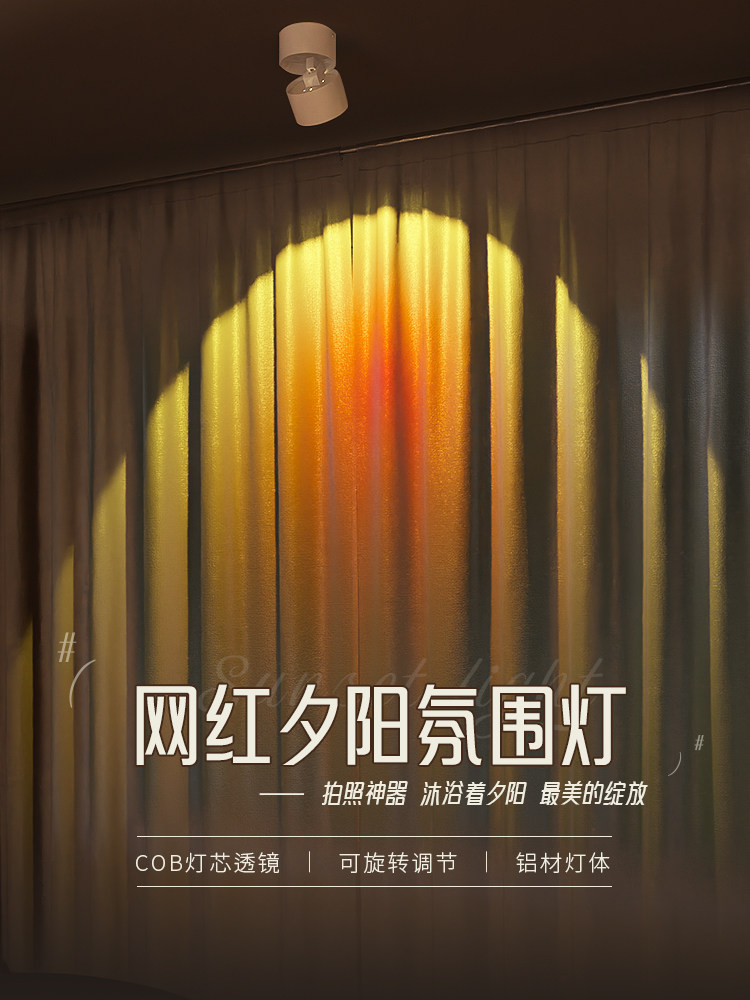 Trendy Sunset Lamp, Non-Stop Light, Recessed Adjustable Angle Foyer Mural Atmosphere Surface-Mounted Ceiling Sunset Lamp