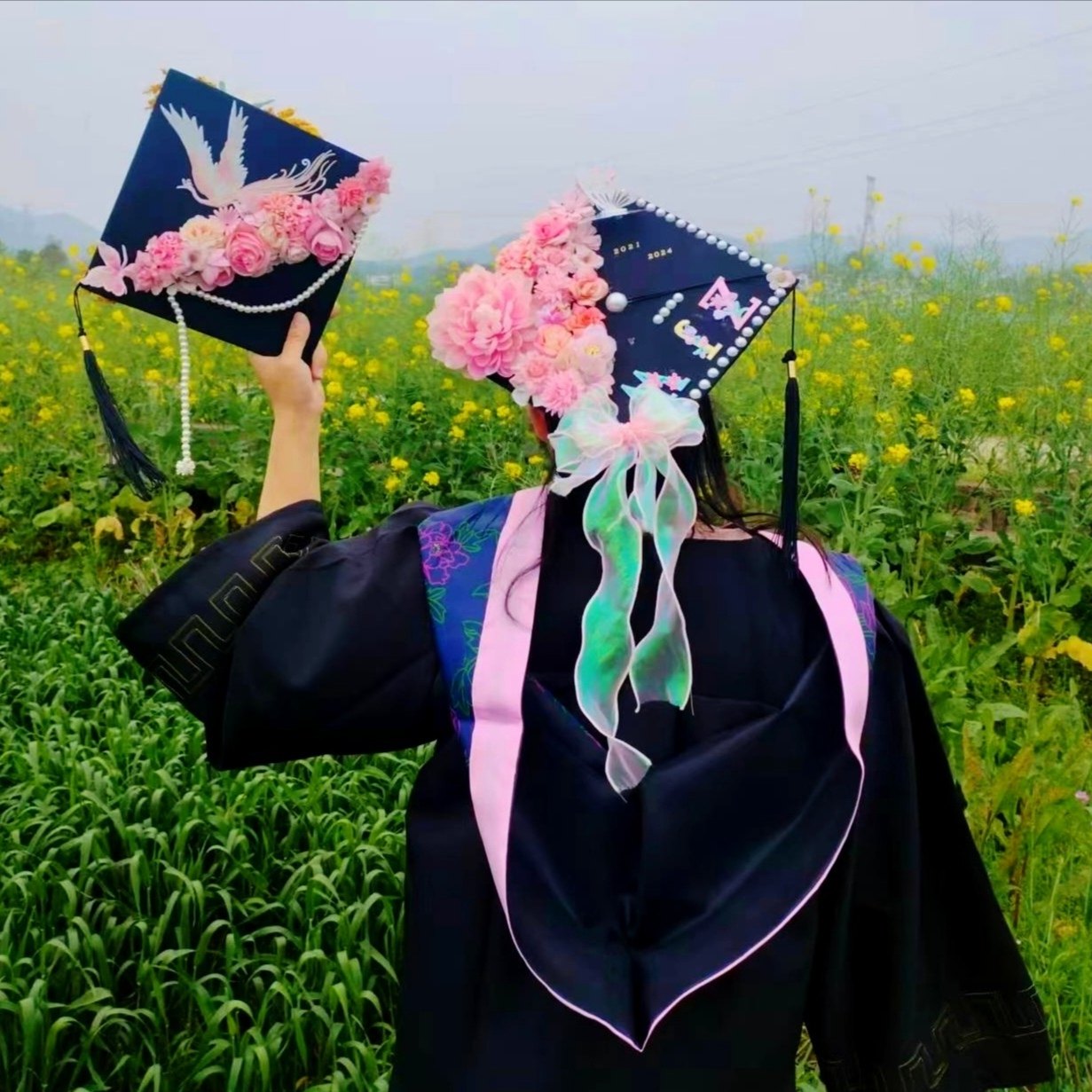 学士帽diy成品毕业博士硕士大学位帽儿童幼儿园簪花装饰-阿里巴巴