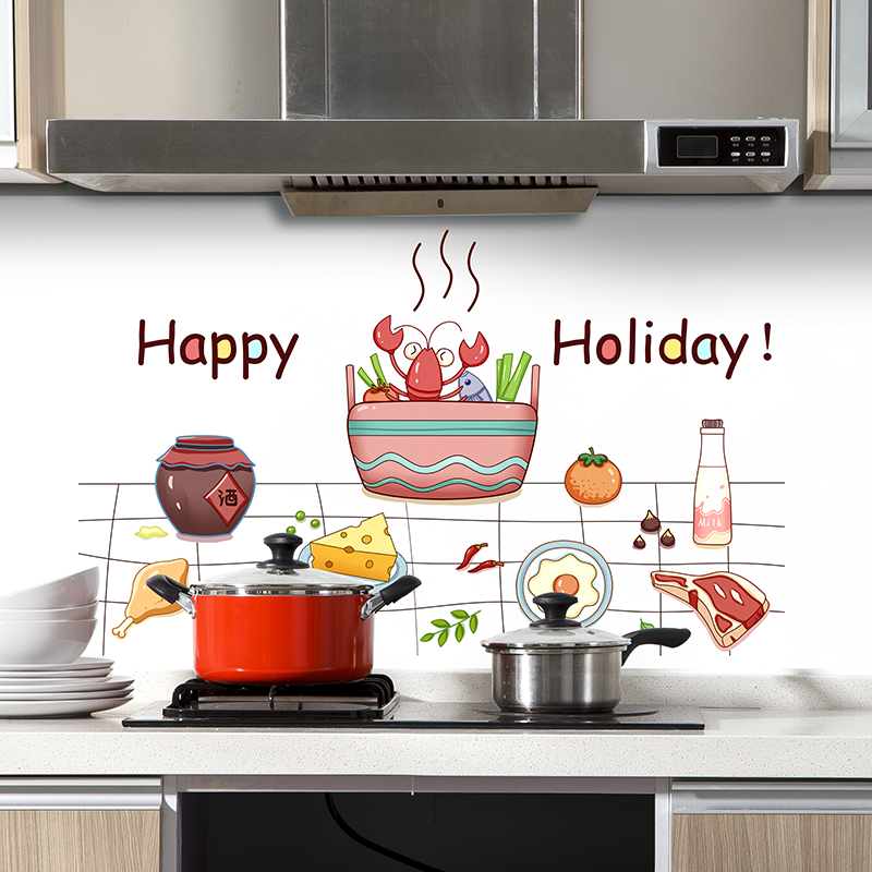 Kitchen anti-smoke sticker wallpaper High temperature resistant thickened wall adhesive wallpaper anti-oil and waterproof easy to clean self-adhesive paper